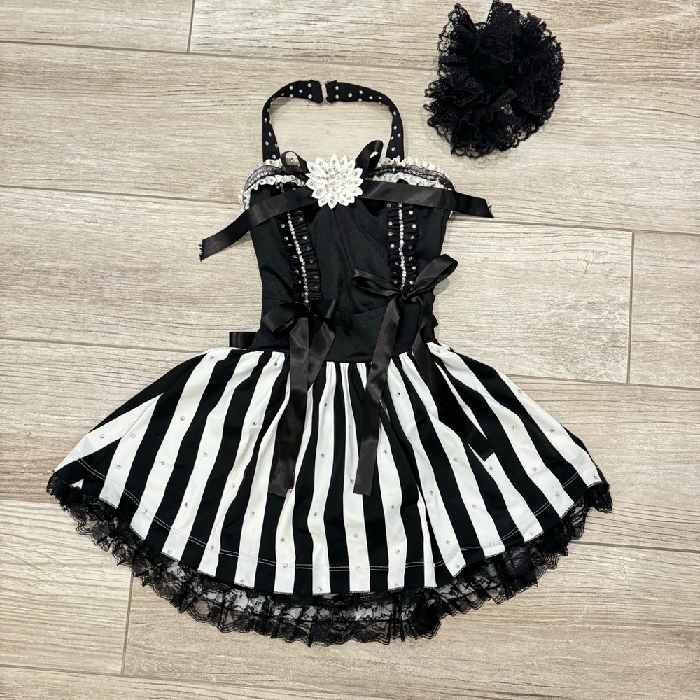 CUSTOM DANCE COSTUME CLOWN THEME STRIPE. Size 9